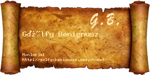 Gálfy Benignusz névjegykártya